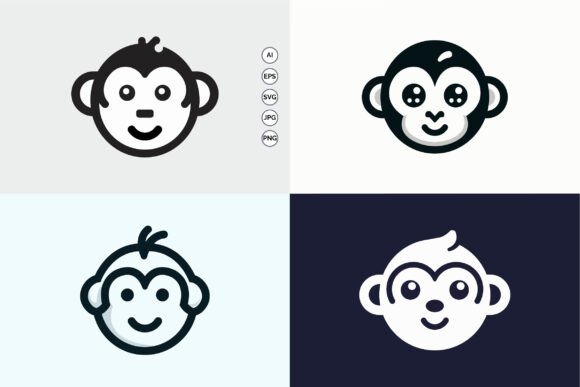 Monkey Face Funny Cute Silhouette Logo Review