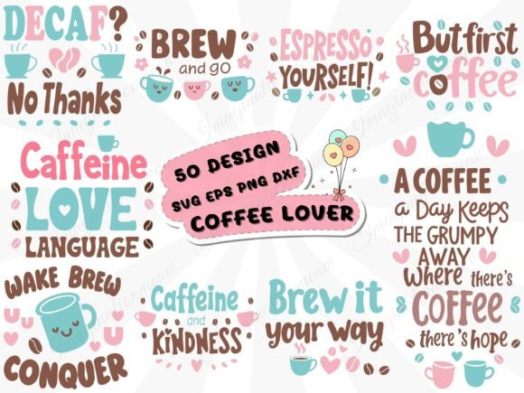 Review: 50 Coffee Lover Funny Caffeine SVG for Embroidery